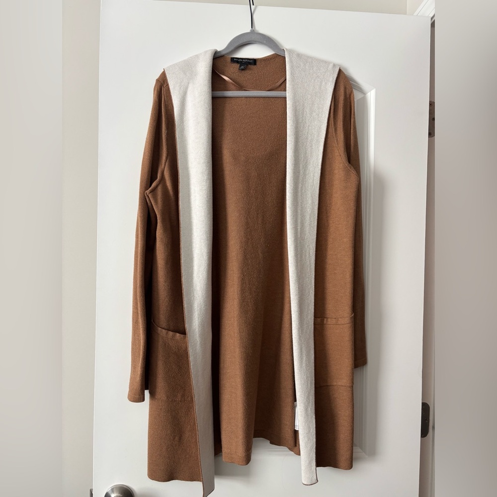 Banana Republic Brown Cardigan with Cream Trim